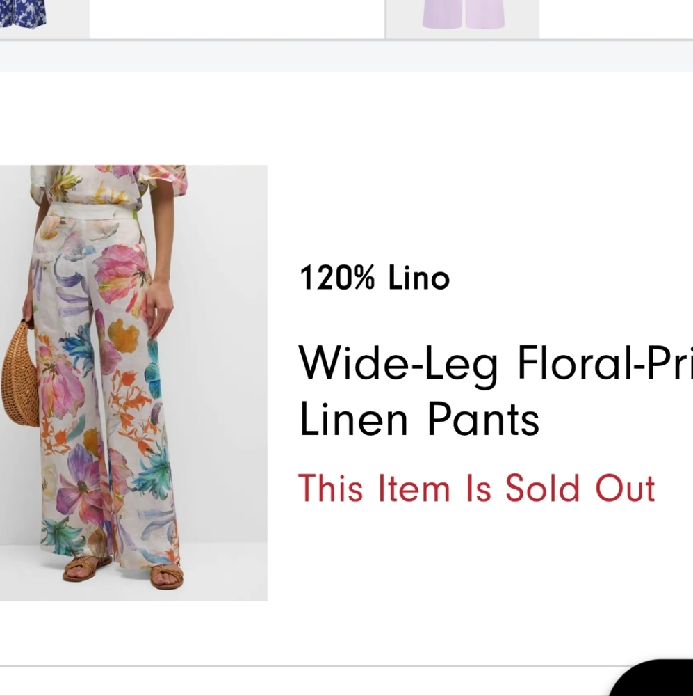 Women's 120% Lino Floral Linen Pants, Size 48 (XL) - Picture 10 of 10